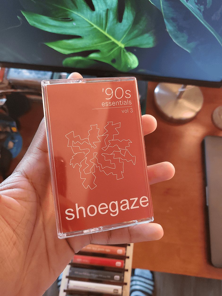 ’90s essentials vol 3 shoegaze in a red case, held up to the camera